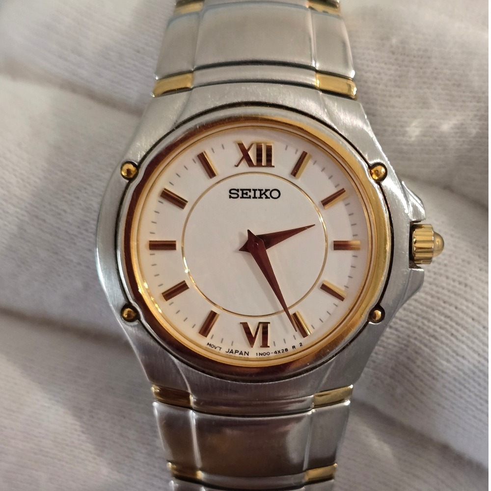 Seiko Women's Two Tone Watch White Dial Quartz Stainless Steel Dressy Classic - Picture 4 of 10